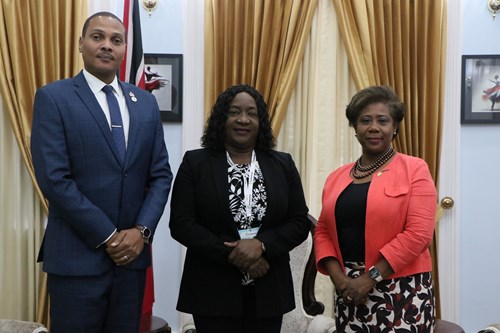 Senator Hon. Julie LaShell Adderley with Senator Hon. Nigel de Frietas and the Speaker of the House of Representatives, Hon. Bridgid Annisette-George, MP.